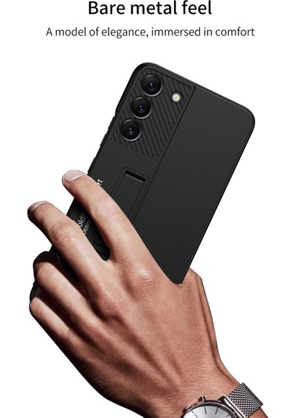 Samsung Galaxy S22 Için Gkk 5g Damla Geçirmez Telefon Kılıfı Karbon Fiber Dokulu Kamera Koruyucusu Ince Telefon Kapağı Gizli Kickstand-Yeşil (Yurt Dışından)