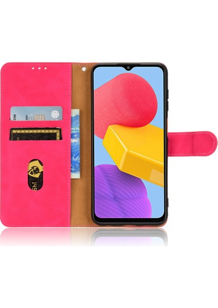 Samsung Galaxy M13 Için 4g Cilt Touch Hissedilen Tam Koruma Pu Deri Kılıf Stand Cüzdan Magnetic Toka Telefon Kapağı Strap-Red ile (Yurt Dışından)