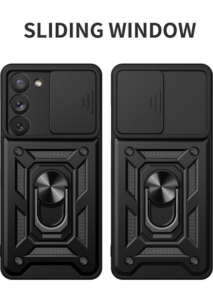 Samsung Galaxy S23+, Ring Kickstand Pc+Tpu Slayt Kamera Koruyucu-Kırmızı (Yurt Dışından)