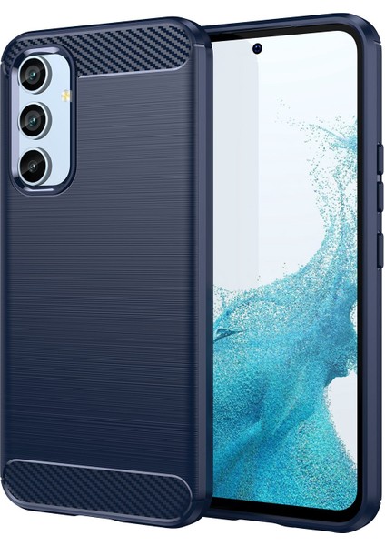Samsung Galaxy A54 Için 5g Karbon Fiber Doku Yumru Geçirmez Tpu Koruyucu Telefon Kapağı Fırçalanmış Cep Telefonu Kasası Mavisi (Yurt Dışından)