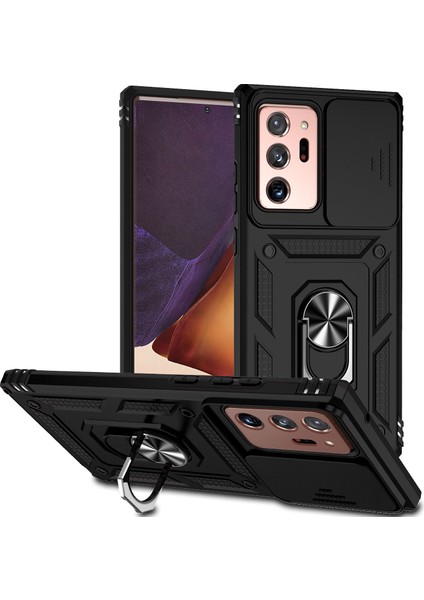 Samsung Galaxy NOTE20 Için ULTRA/NOTE20 Ultra 5g Metal Yüzük Kickstand Pc+Tpu Slide Camera Koruma-Black ile Telefon Kılıfı (Yurt Dışından)