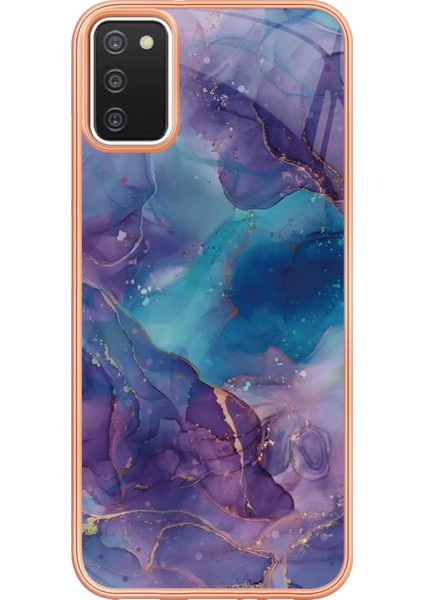 Samsung Galaxy A03S (166.5 x 75.98 x 9.14MM) Için Tpu Telefon Kılıfı 2.0mm Anti-Damla Elektrapılaşma Mermer Desen Imd Arka Kapak-Mor (Yurt Dışından)