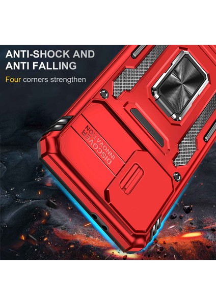Samsung Galaxy S21+ 5g Slayt Lens Kapağı Pc+ Tpu Ring Kickstand Cep Telefonu Anti-Drop Case-Red Için (Yurt Dışından) fiyatları