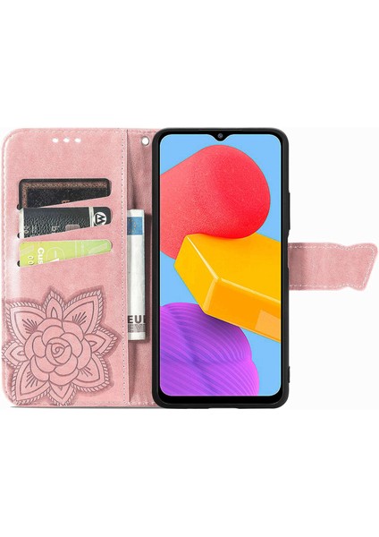 Samsung Galaxy M13 Için 4g Pu Deri Deri Stand Cüzdan Kılıfı Çarpışma Kanıtı Baskılı Kelebek Desen Cep Telefonu Kapak Golü Altın (Yurt Dışından)