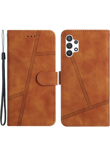 Samsung Galaxy A32 5G/M32 5g Için Cep Telefonu Kılıfı, Cilt Touch Hisses Pu Deri Cüzdan Stand Şok Geçirmez Vintage Style Brown (Yurt Dışından)