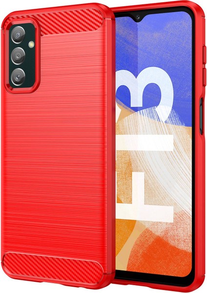 Samsung Galaxy M13 Için 4G/M13 (Hindistan) 4G/F13 4G/M23 5G/F23 5g Karbon Fiber Doku Yumuşak Tpu Kılıf Damgalı Fırçalı Telefon Kapak-Kırmızısı (Yurt Dışından)