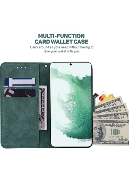 Samsung Galaxy M13 4g Için Pu Deri Koruyucu Kabuk, Geometri Baskılı Şok Geçirmez Kasık Telefon Standı Cüzdan Kapağı Strap-Yeşili (Yurt Dışından)