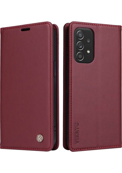 Samsung Galaxy A32 4g (Ab Versiyonu) Için, Tam Koruma Pu Deri Deri Telefon Cüzdan Kılıf Standı Manyetik Kapatma Koruyucu Koruyucu Anti-Good Flip Kapak Kırmızısı (Yurt Dışından)