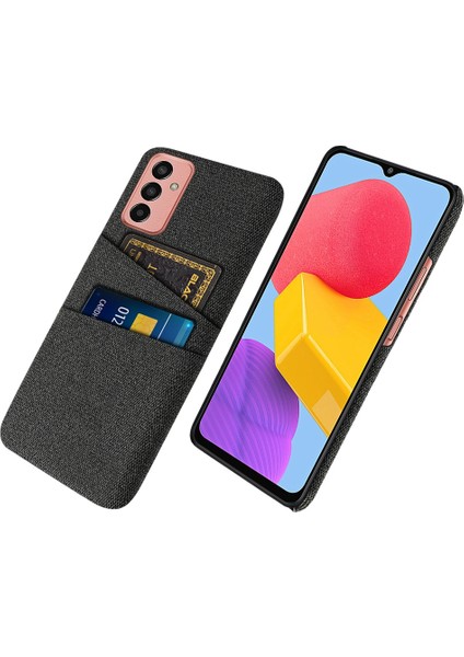 Samsung Galaxy M13 Için 4g Bez Doku Telefon Kılıfı Düşme Önleme Çift Kart Yuvaları Pc Koruyucu Arka Kapak Black (Yurt Dışından)