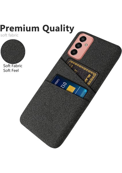 Samsung Galaxy M13 Için 4g Bez Doku Telefon Kılıfı Düşme Önleme Çift Kart Yuvaları Pc Koruyucu Arka Kapak Black (Yurt Dışından)