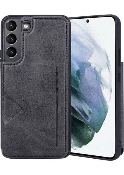 Hanman Mika Serisi Samsung Galaxy S21+ 5g Pu Deri+ Tpu Telefon Kılıf Kılıf Yuvası Telefon Geri Kapak Black (Yurt Dışından)