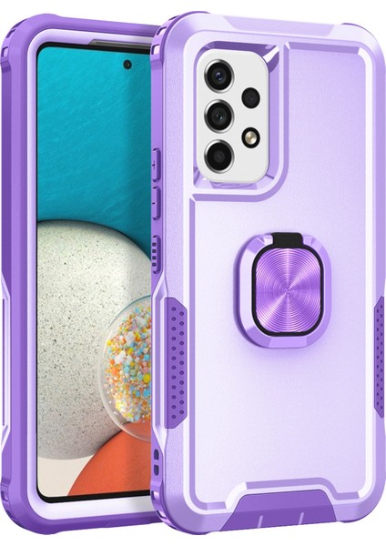 Samsung Galaxy A73 5g Döndürülebilir Halka Tutucu Kickstand Telefon Kasası Pc+Silikon Anti-Çizik Telefon Kapak Işığı Purple (Yurt Dışından)