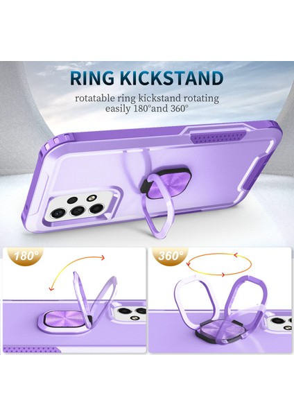 Samsung Galaxy A73 5g Döndürülebilir Halka Tutucu Kickstand Telefon Kasası Pc+Silikon Anti-Çizik Telefon Kapak Işığı Purple (Yurt Dışından) fiyatları