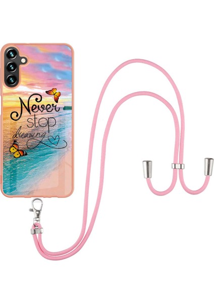 Samsung Galaxy A54 Için 5g Elektraptaşlama Çerçeve Kılıfı Mermer Çiçek Desen Yumuşak Tpu Geri Koruyucu Koruyucu Kapak, Koruyucu Kapak, Rüya Görmeyi Bırak (Yurt Dışından)