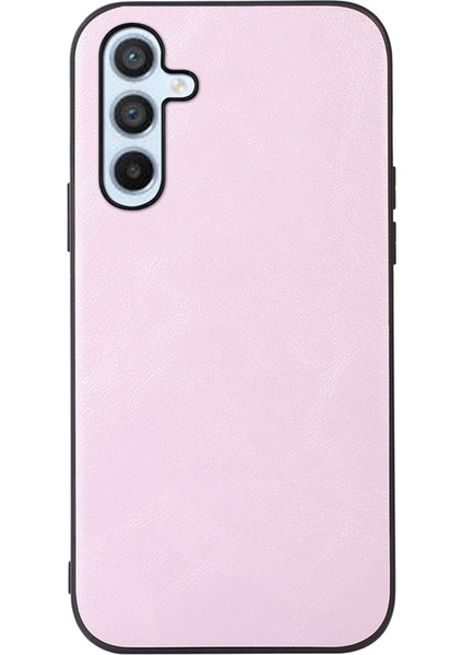 Samsung Galaxy A54 5g Cowhide Doku Pu Deri Kaplama Telefon Kılıfı Sabit Pc Yumuşak Tpu Scratch-Dayanıklı Telefon Geri Kapak Pembe (Yurt Dışından)