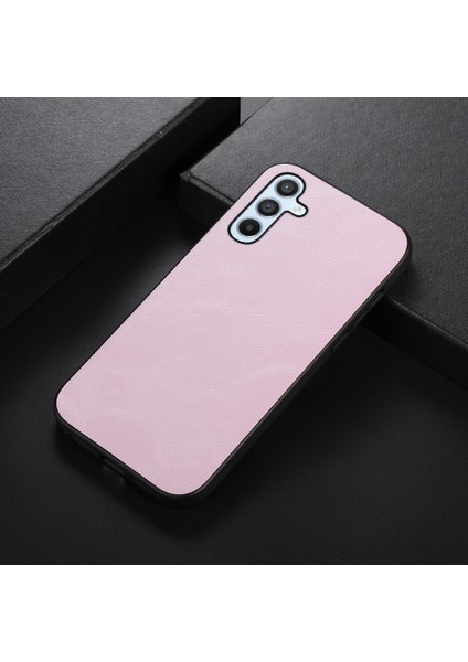 Samsung Galaxy A54 5g Cowhide Doku Pu Deri Kaplama Telefon Kılıfı Sabit Pc Yumuşak Tpu Scratch-Dayanıklı Telefon Geri Kapak Pembe (Yurt Dışından)