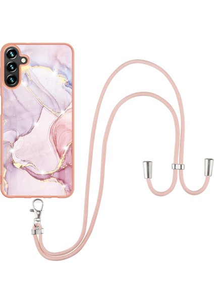 Samsung Galaxy A14 Için 5g Mermer Desen Imd Iml Işlem Koruyucu Kılıf Yumuşak Tpu Elektrokaplama Çerçevesi Telefon Kapağı Kirkar-Rose Gold 005 (Yurt Dışından)