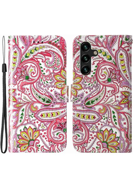 Samsung Galaxy A04S 4g (164.7 x 76.7 x 9.1 Mm) Desen Kabartmalı Telefon Kılıfı Pu Deri Tpu Cüzdan Kılıfı Stand/el Kayışı Çiçeği (Yurt Dışından)