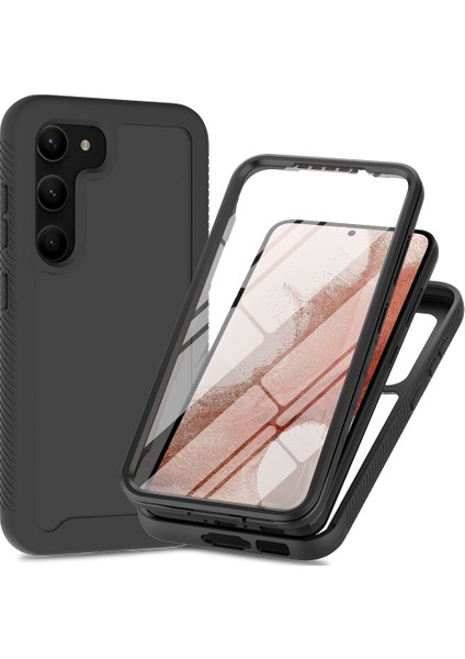 Samsung Galaxy S23 Için+3'ü 1 Arada Pc+Tpu+Pet Ekran Koruyucusu Telefon Kasası Tam Koruma Bırakma-Koşullu Kapak Black (Yurt Dışından)