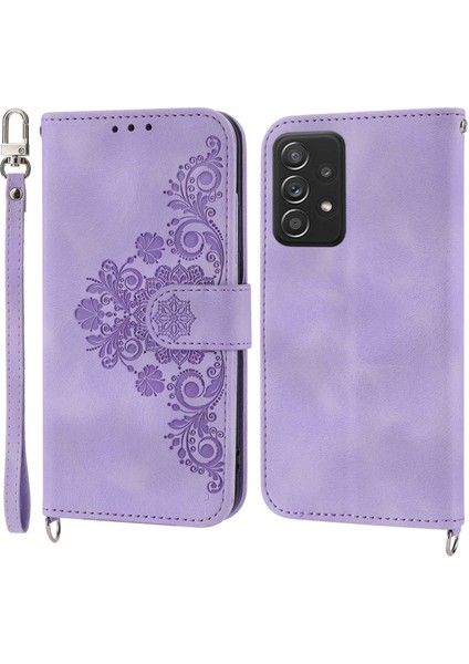 Samsung Galaxy A52 4G/A52 5G/A52S 5g Baskılı Çiçekler Pu Deri Flip Kılıf Stand Çoklu Kart Yuvası Stant Siparişi Ile Cilt Tauh (Yurt Dışından)