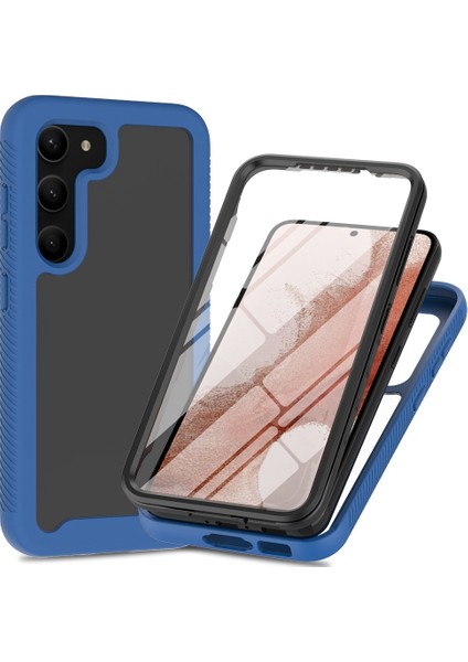 Samsung Galaxy S23 Için+3'ü 1 Arada Pc+Tpu+Pet Ekran Koruyucu Telefon Kılıfı Tam Koruma Bırakma Damlı Kapak-Dark Mavi (Yurt Dışından)