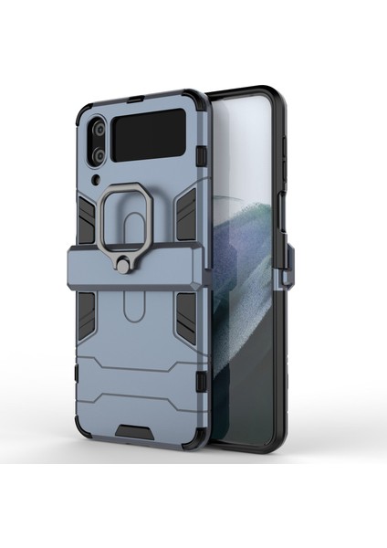 Samsung Galaxy Z Flip4 Için 5g Döner Ring Tutucu Kickstand Telefon Kasası Kickstand Sabit Pc Yumuşak Tpu Absorpsiyon Kapak-Mavi (Yurt Dışından)
