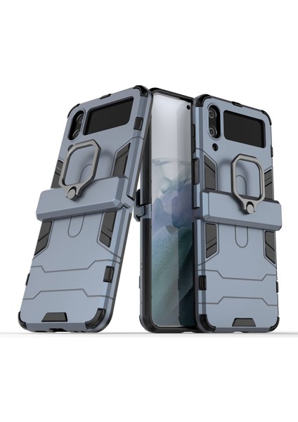 Samsung Galaxy Z Flip4 Için 5g Döner Ring Tutucu Kickstand Telefon Kasası Kickstand Sabit Pc Yumuşak Tpu Absorpsiyon Kapak-Mavi (Yurt Dışından) fiyatları