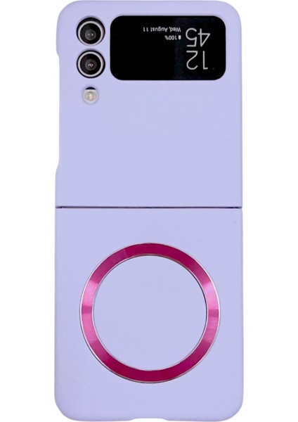 Seashell Digital Samsung Galaxy Z Flip4 Için 5g Anti-Drop Telefon Kapağı Için, Manyetik Cilt Dokunuşu Magsafe-Purple ile Uyumlu Sert Pc Kılıfı (Yurt Dışından)