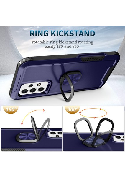Samsung Galaxy A33 Için 5g 3-1 Arada Telefon Kasası Kickstand Ring Tutucu Tam Koruma Hibrit Arka Kapak Navy Mavi (Yurt Dışından) fiyatları