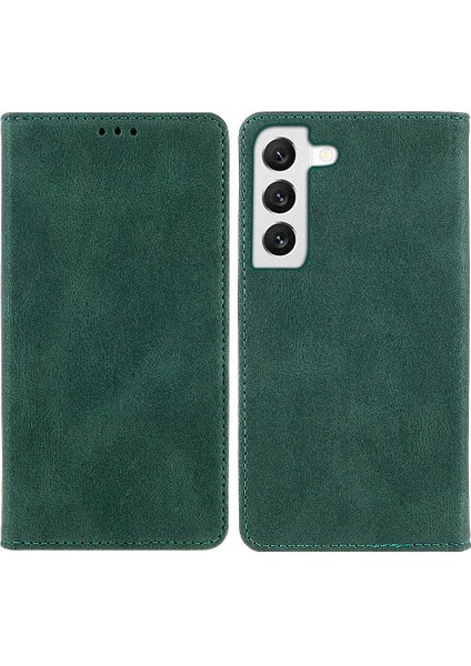 Samsung Galaxy S22+ 5g Pu Deri Aşınma Dayanıklı Telefon Kılıfı Manyetik Flip Stand Cüzdan Özelliği Kabuk-Yeşil (Yurt Dışından)