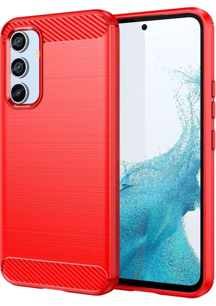 Samsung Galaxy A54 Için 5g Karbon Fiber Doku Yumru Geçirmez Tpu Koruyucu Telefon Kapağı Fırçalanmış Cep Telefonu Kasa-Kırmızı (Yurt Dışından)