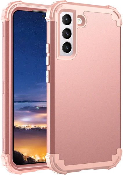 Samsung Galaxy S22 Için 5g Damla Koruma 3-1 Arada Silikon+Pc Telefon Kılıfı Kalınlaştırılmış Köşe Iyi Korunmuş Kapak Rose Altın (Yurt Dışından)