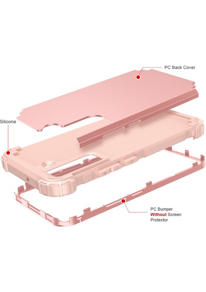 Samsung Galaxy S22 Için 5g Damla Koruma 3-1 Arada Silikon+Pc Telefon Kılıfı Kalınlaştırılmış Köşe Iyi Korunmuş Kapak Rose Altın (Yurt Dışından)