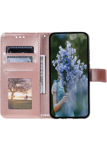 Samsung Galaxy A04 4g (164.4 x 76.3 x 9.1 Mm) Mandala Çiçek Deseni Baskılı Stant Çantası Şok Geçirmez Pu Deri Cüzdan Telefon Kapak Çizgisi Altın (Yurt Dışından)