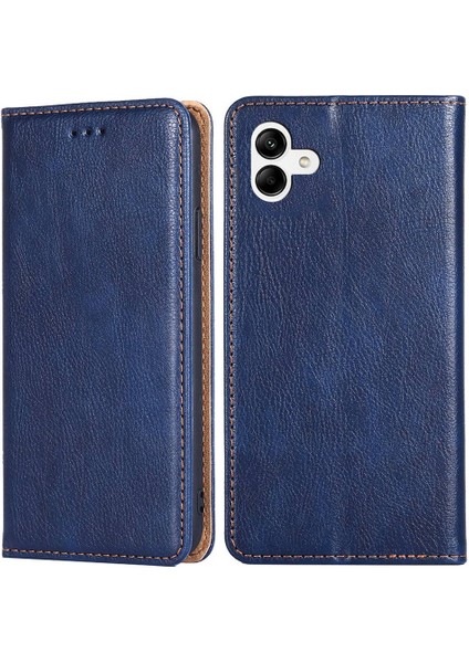 Samsung Galaxy A04 4g (164.4 x 76.3 x 9.1 Mm) Için Manyetik Otomatik Emici Telefon Kapağı, Pu Deri Tam Koruma Telefon Kılıfı Flip Cüzdan Stand-Mavi (Yurt Dışından)