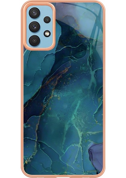 Samsung Galaxy A32 4g (Ab Versiyonu) 2.0mm Mermer Desen Tpu Kapağı Imd Elektrapılaştırma Çerçevesi Cep Telefonu Kılıf Yeşili (Yurt Dışından)