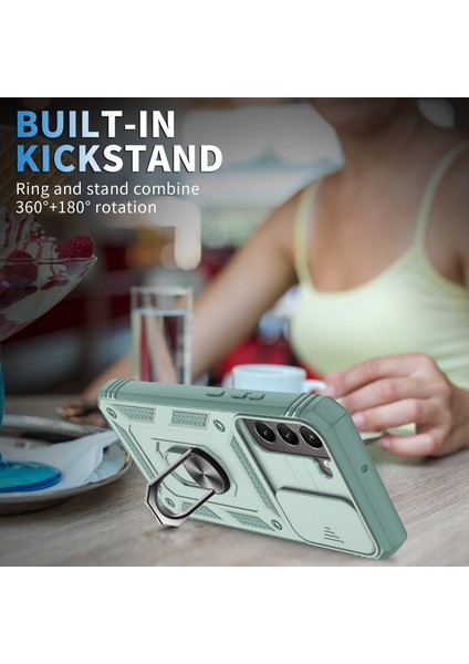 Samsung Galaxy S22+ 5g Için Anti-Fall Phone Cover Kickstand, Sürgülü Kameralı Kameralı Karakter Anti Tele Kılıf Kartı Tutucu (Yurt Dışından) fiyatları