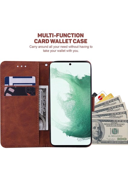 Samsung Galaxy M13 4g Için Pu Deri Koruyucu Kabuk, Geometri Baskılı Şok Geçirmez Kasık Telefon Standı Cüzdan Kapağı Kayış-Kahverengi (Yurt Dışından)