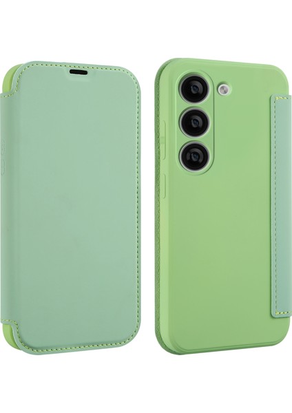 Samsung Galaxy S23 Için+ Anti-Drop Kart Tutucu Kickstand Sıvı Silikon Koruyucu Kılıf Deri Touch Telefon Kapağı Matcha Yeşil (Yurt Dışından)