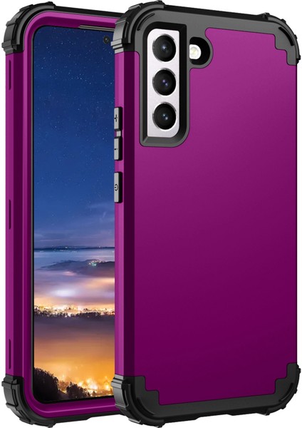 Samsung Galaxy S22 Için 5g Damla Geçirmez 3-1 Arada Silikon+Pc Telefon Kılıfı Kalınlaştırılmış Köşe Iyi Korunmuş Kapak-Mor (Yurt Dışından)