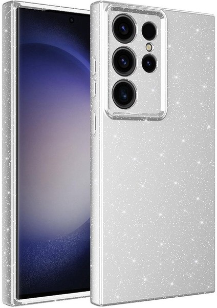 Galaxy S23 Ultra Kılıf Kamera Korumalı Simli Lüks Koton