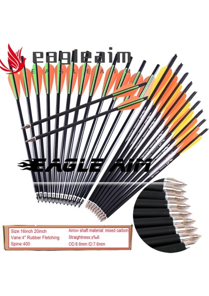 6PCS16INCHG Tarzı Spot Inç Okçuluk Karbon Arrowe 400 W 4 "açık Eğitim Avcılık Çekimi Için Kanatlı Tatar Yayı Cıvataları (Yurt Dışından)