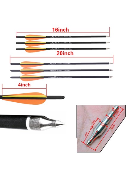 6PCS16INCHG Tarzı Spot Inç Okçuluk Karbon Arrowe 400 W 4 "açık Eğitim Avcılık Çekimi Için Kanatlı Tatar Yayı Cıvataları (Yurt Dışından)