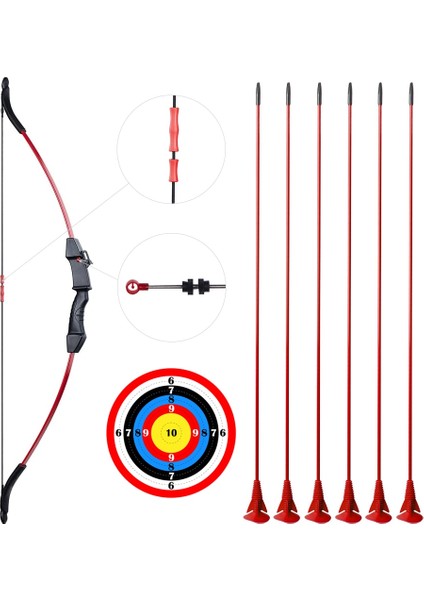 6 Adet Siyah Stil Huntingdoor Çocuk Yay ve Ok Seti Bölünmüş Olimpik Yay Sol ve Sağ El Evrensel Açık Ebeveyn-Çocuk Atış Oyunu (Yurt Dışından)