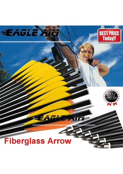6 ADET17 Inç Tarzı Od8.8 Okçuluk Okları Inç Fiberglas Oklar Cam Elyaf Arbalet Cıvataları Avcılık 3" Tpu Kanatları (Yurt Dışından) indirimleri