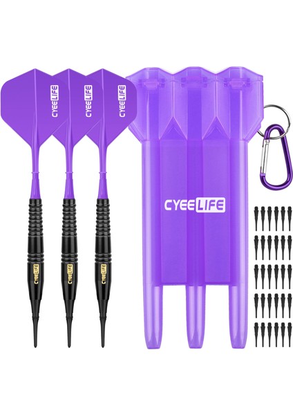 Mor Tarzı Cyeelife Soft Dart 18G + Taşıma Çantası + Ekstra Puanlar + Uçuşlar,profesyonel Elektronik Plastik Uçlu Dart Seti (Yurt Dışından)