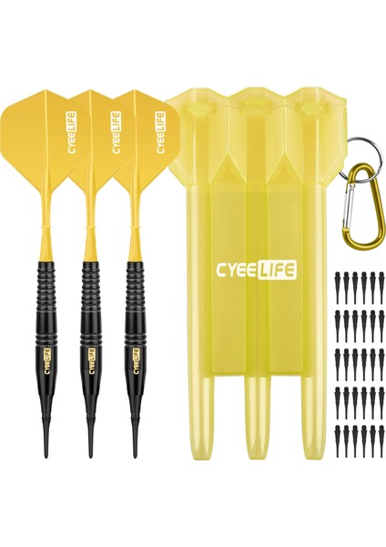 Sarı Stil Cyeelife Pirinç Yumuşak Uçlu Dart 16G Taşıma Çantası ve Ekstra Plastik Noktalar ve Uçuşlar, Profesyonel Elektronik Dart Seti (Yurt Dışından)