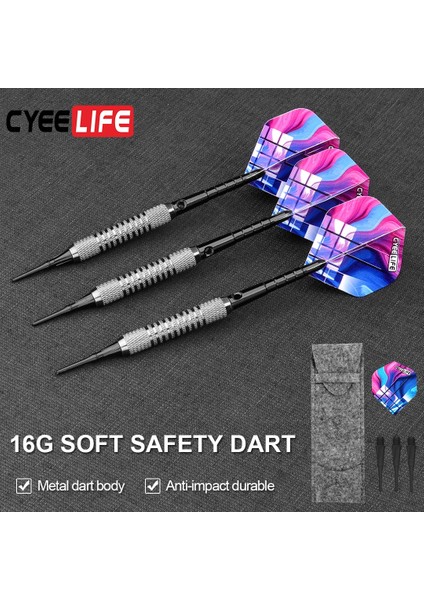 Mor Tarzı Cyeelife 16G Yumuşak Uçlu Dart 5 Renk Kauçuk Halkalı Alüminyum Miller Dart Tutucu Taşıma Çantası Aile Çubuğu Eğlence Oyunları (Yurt Dışından)