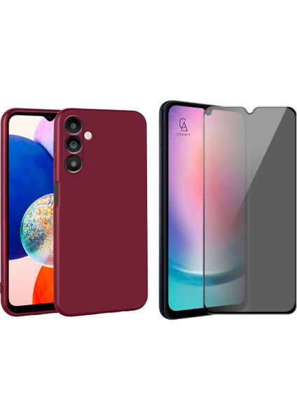 Samsung Galaxy A14 Ile Uyumlu Soft Yumuşak Telefon Kılıfı ve Hayalet Privacy Ekran Koruyucu Seti