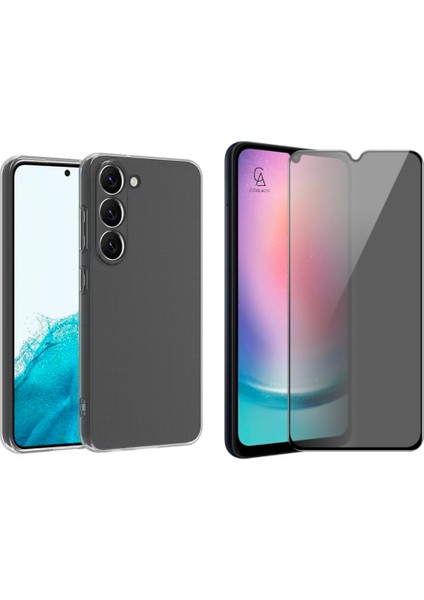 Samsung Galaxy A14 Ile Uyumlu Soft Yumuşak Telefon Kılıfı ve Hayalet Privacy Ekran Koruyucu Seti